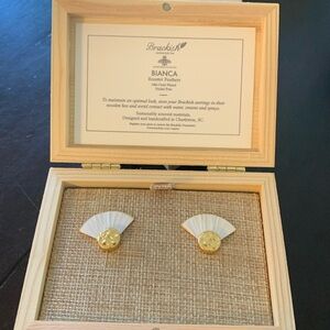 Brackish feathers/24 karat gold plated earrings NIB